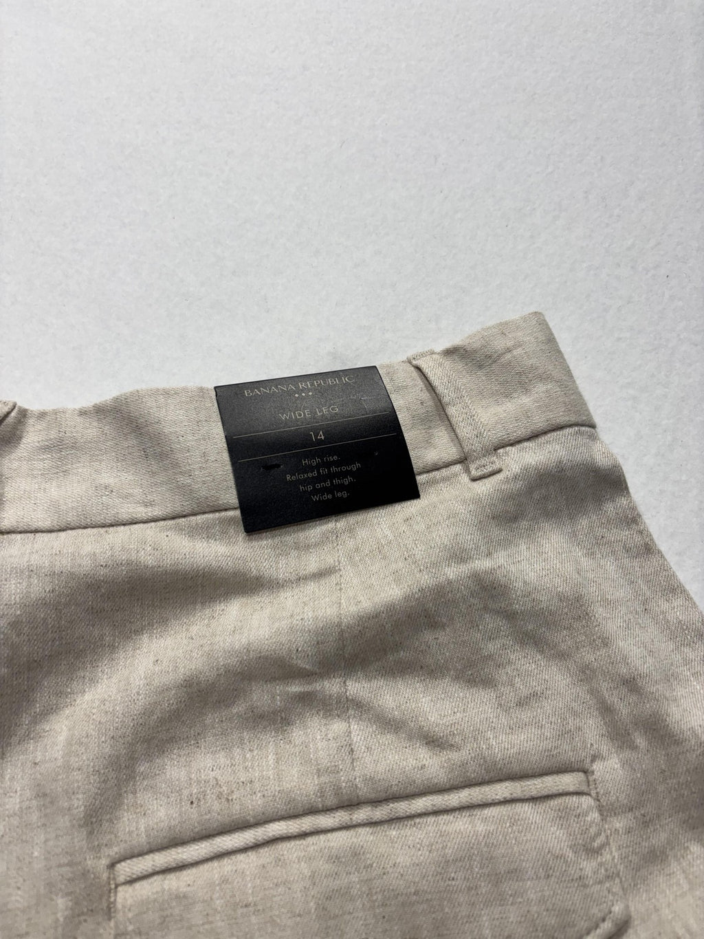 Banana Republic Dress Pants Womens 14 Beige Linen Wide Leg High Rise Relaxed