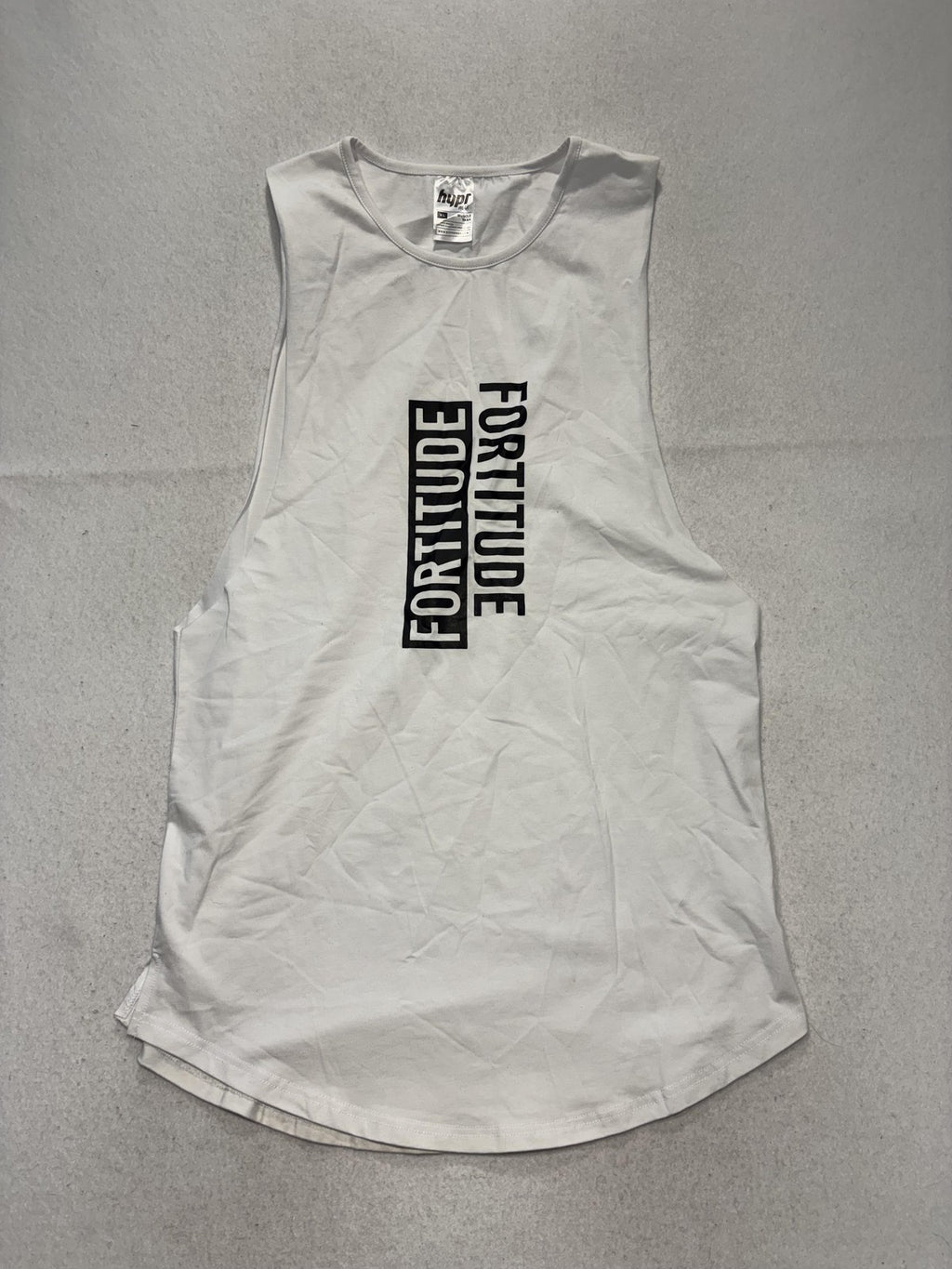 Hypr Wear Muscle Tank Mens XL White Fortitude Graphic Gym Training Athletic