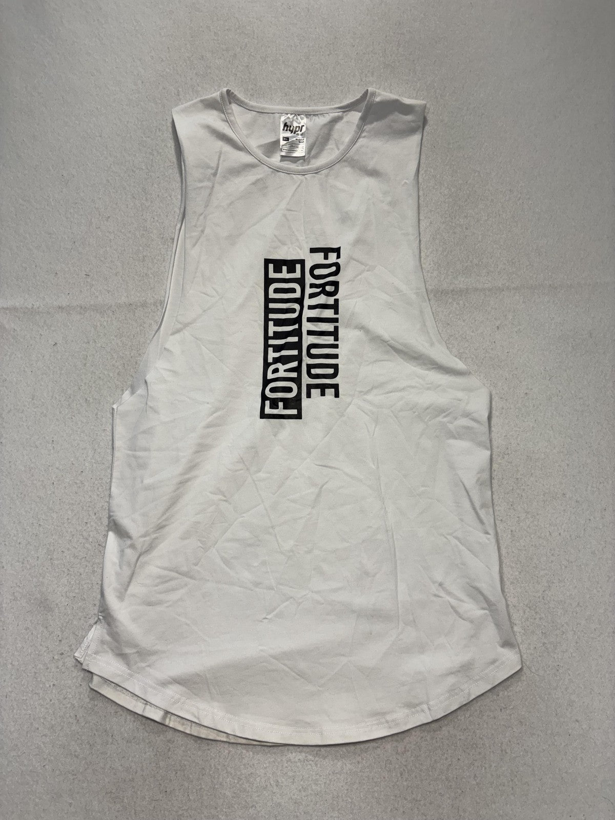 Hypr Wear Muscle Tank Mens XL White Fortitude Graphic Gym Training Athletic