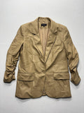 Generation Love Blazer Womens S Beige Faux Leather Ruched Sleeve Lined Jacket