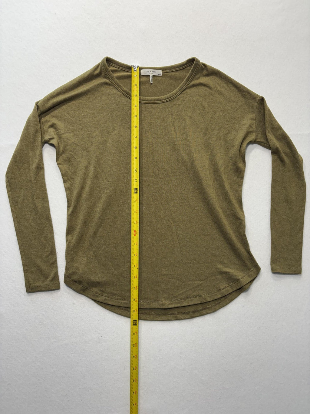 Rag & Bone Shirt Womens XS Green Crew Neck Long Sleeve Jersey Basic Tee