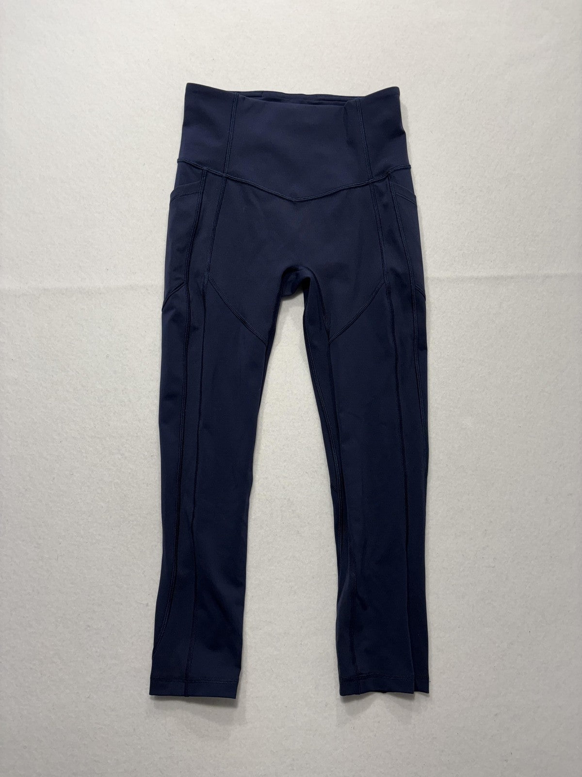 Lululemon Leggings Womens 4 Blue High Rise Cropped 24" Inseam Pocket Stretch