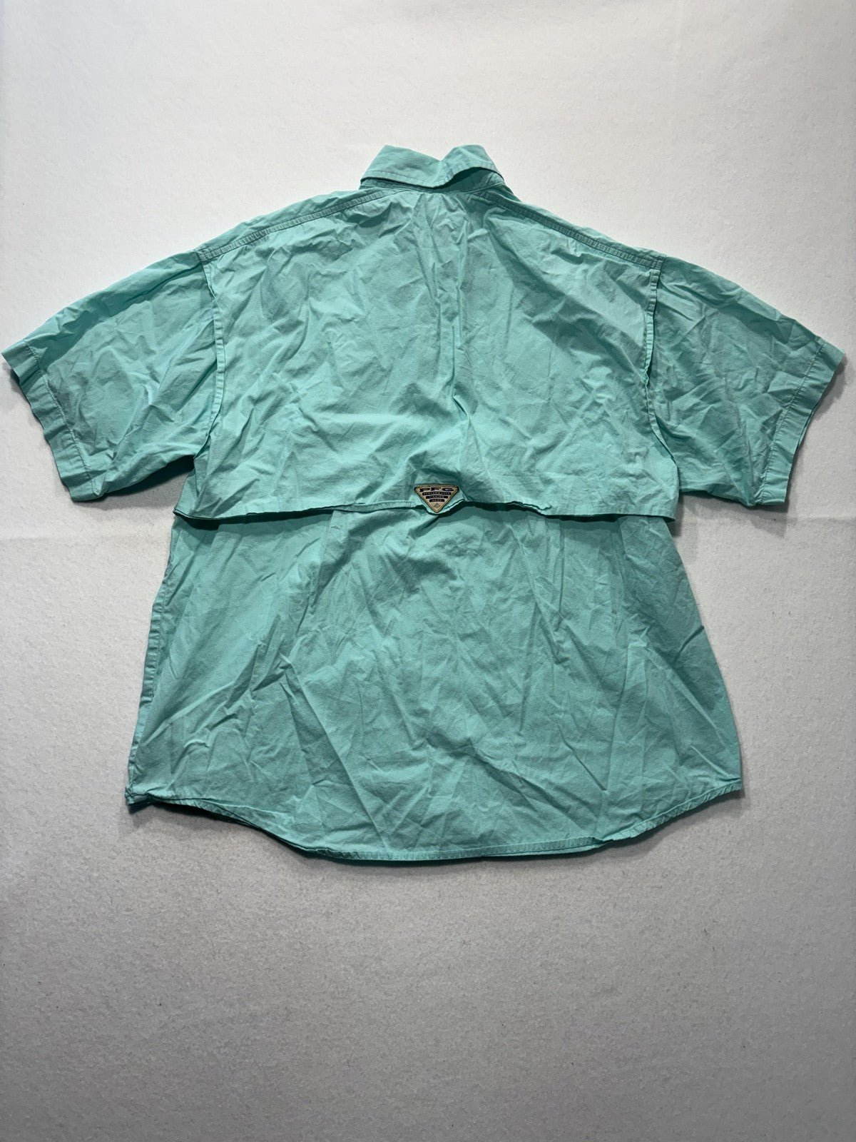 Columbia PFG Shirt Mens Medium Green Short Sleeve Fishing Button Up Vented