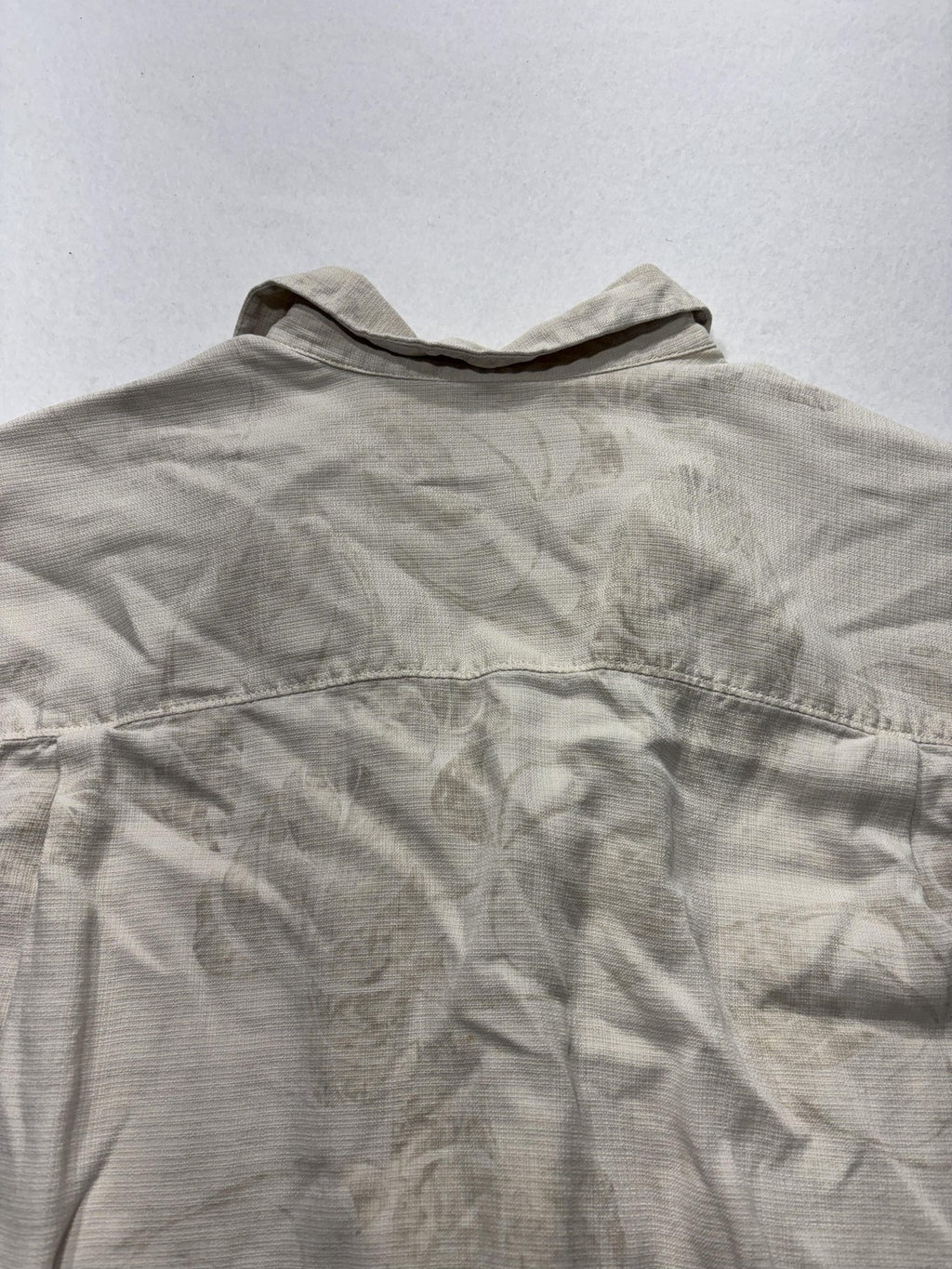 Tommy Bahama Shirt Mens Medium Beige Floral Silk Short Sleeve Button Up Tropical
