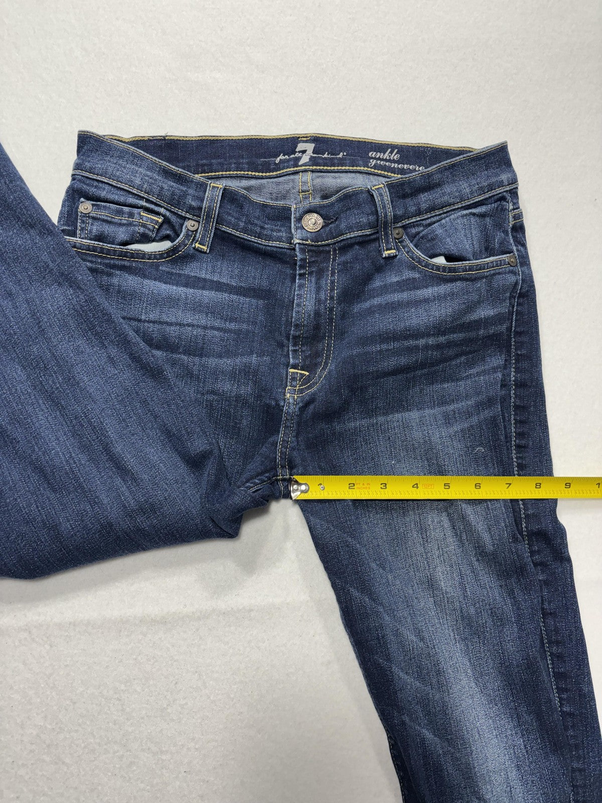 7 For All Mankind Gwenevere Jeans Womens 28 Blue Distressed Ankle Skinny 29x28