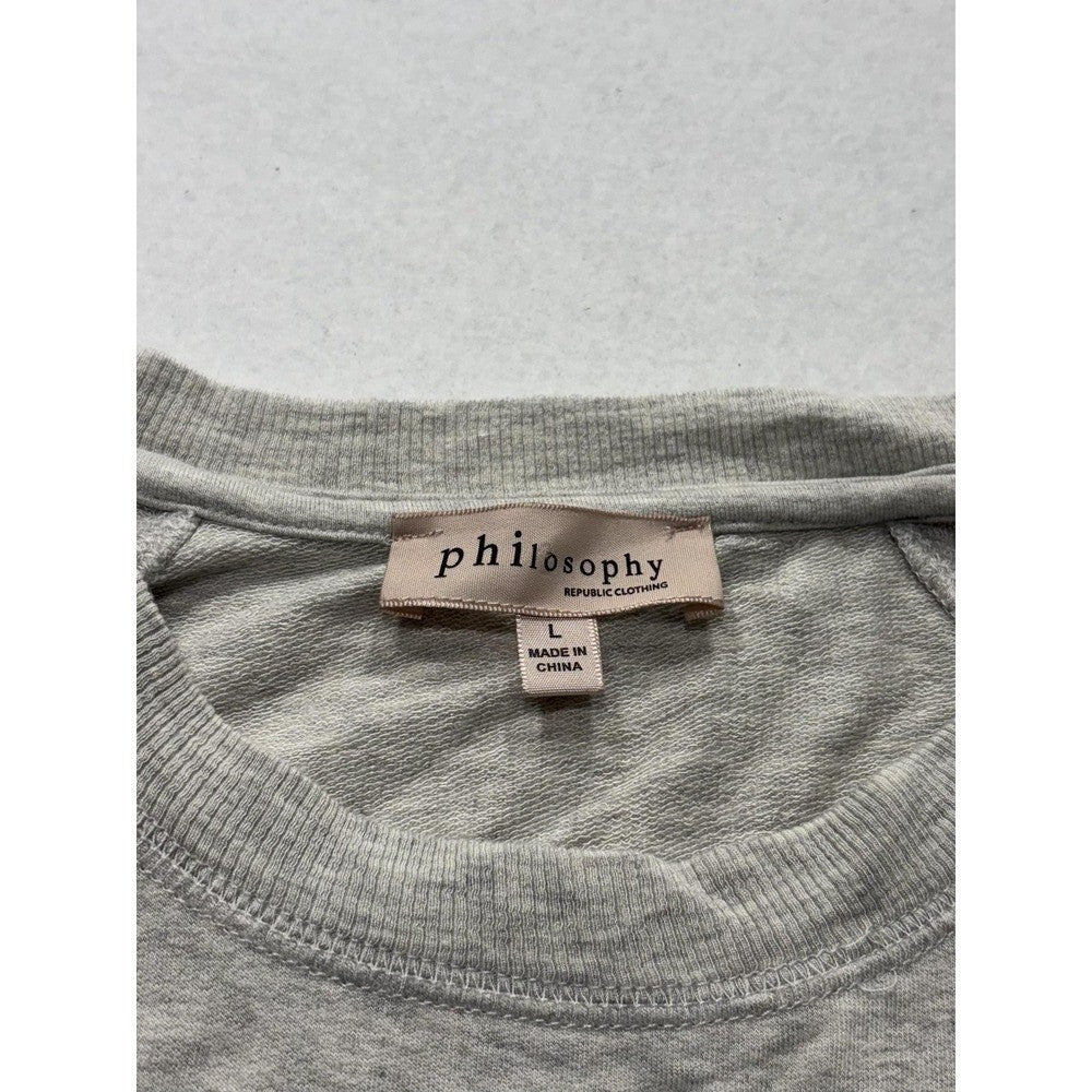 Philosophy Republic Clothing Top Womens Large Gray Long Sleeve Asymmetrical Hem