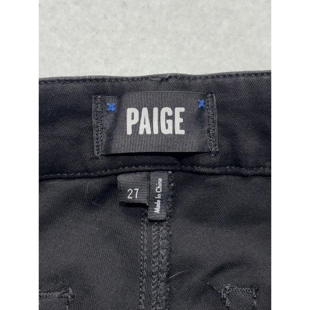 Paige Pants Womens 27 Black Mayslie Coated Denim Jogger Ankle Zip Cuffed Stretch