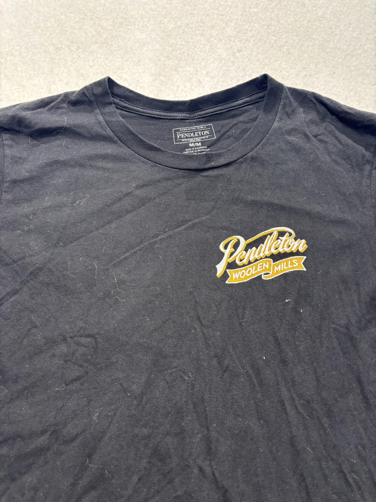 Pendleton Shirt Mens Medium Black Woolen Mills Logo Graphic Tee Portland OR