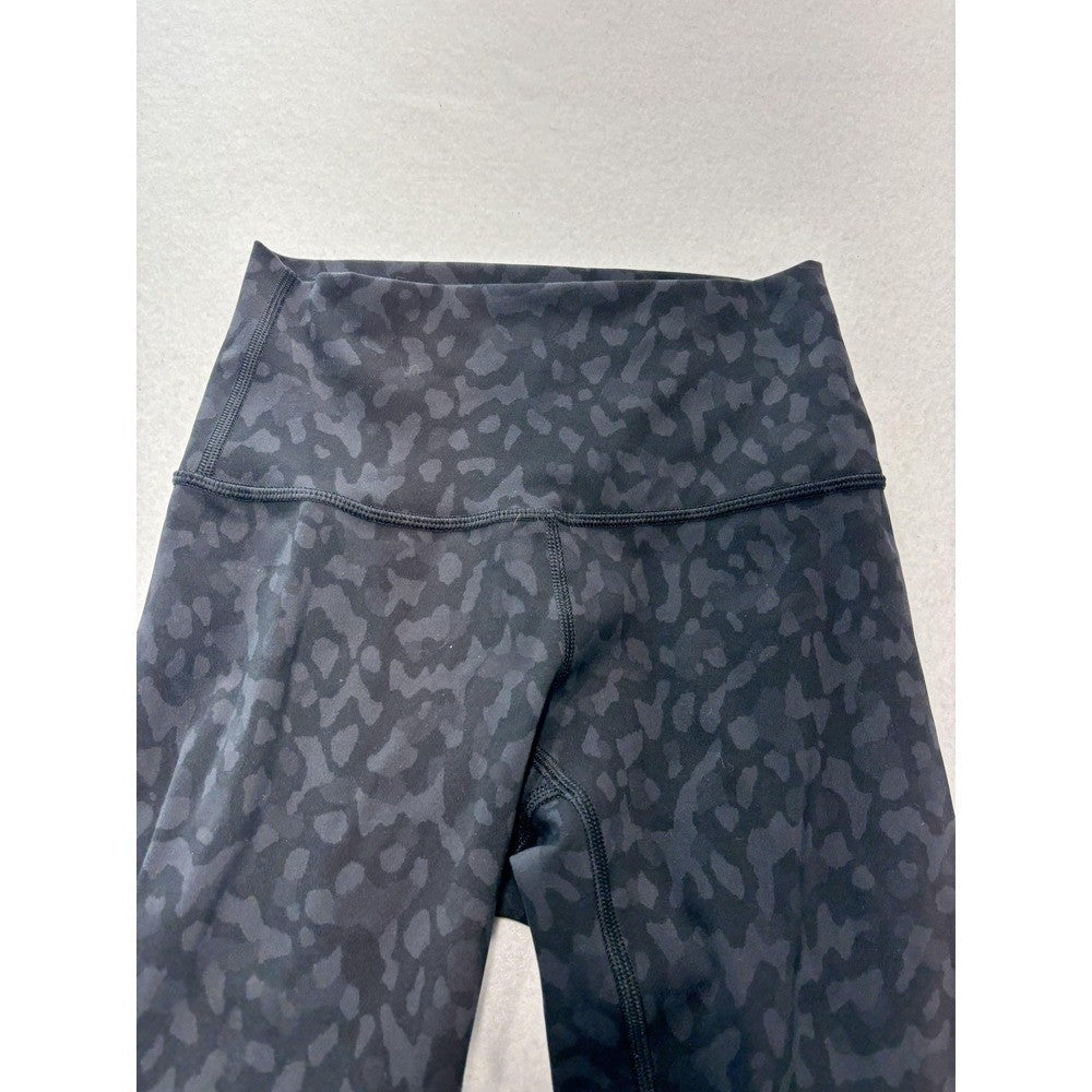 Lululemon Leggings Womens 4 Black Camo High Rise Cropped 23" Inseam Yoga Stretch