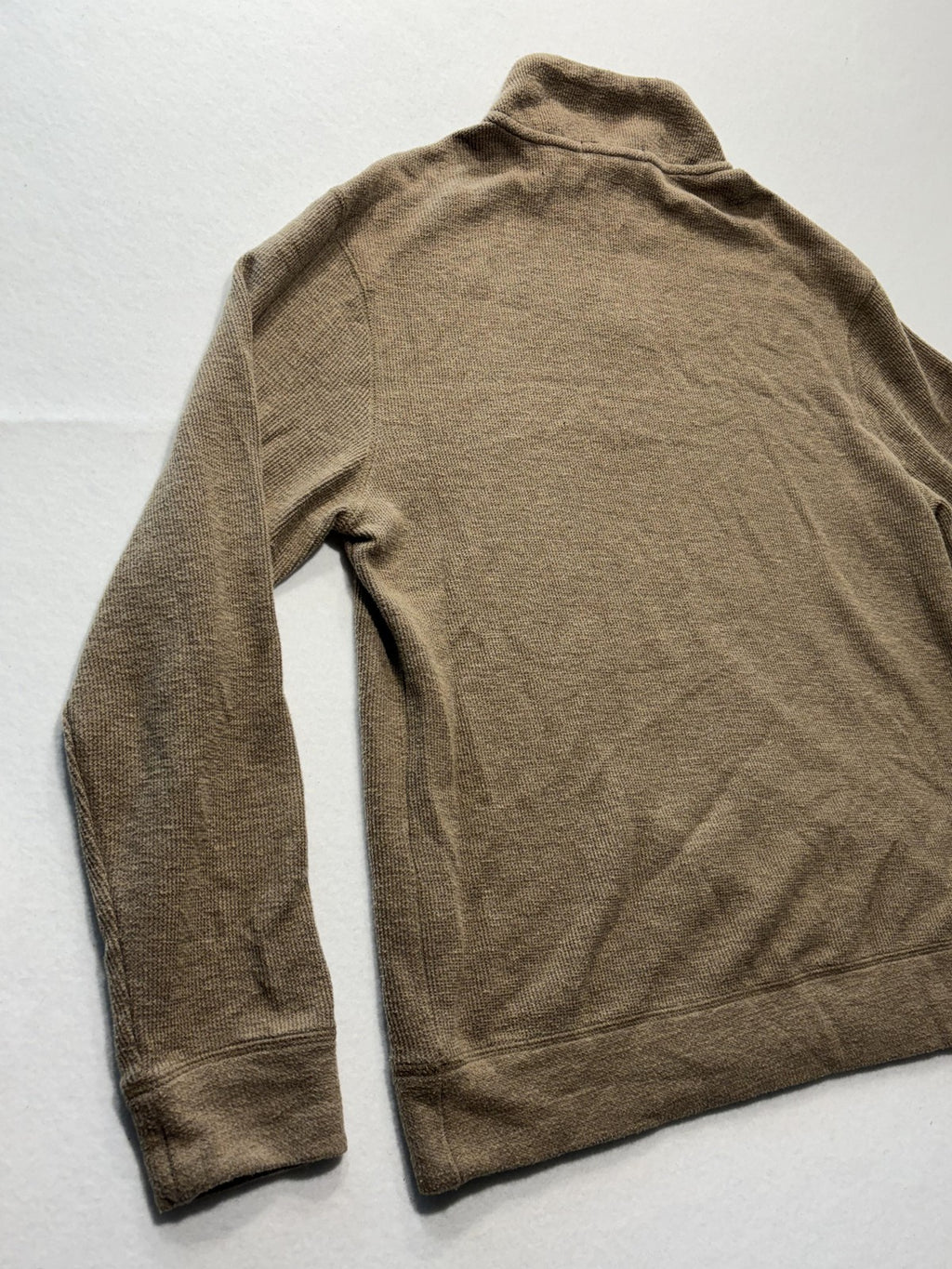 Banana Republic Sweater Mens Medium Brown Waffle Knit 1/4 Zip Mock Neck Pullover
