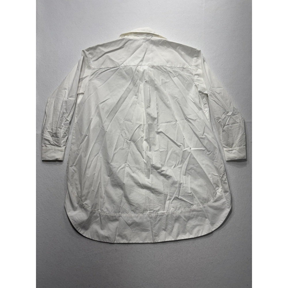 SBJ Austin Shirt Womens One Size White Cotton Tunic Button Front Top Made in USA
