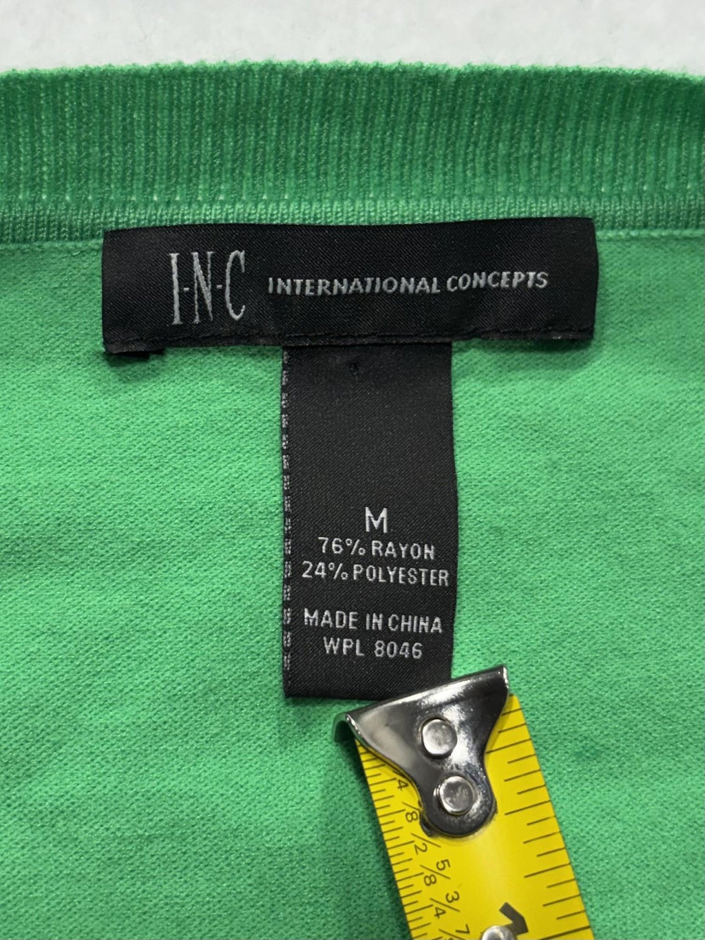 INC International Concepts Cardigan Womens Medium Green Beaded Short Sleeve