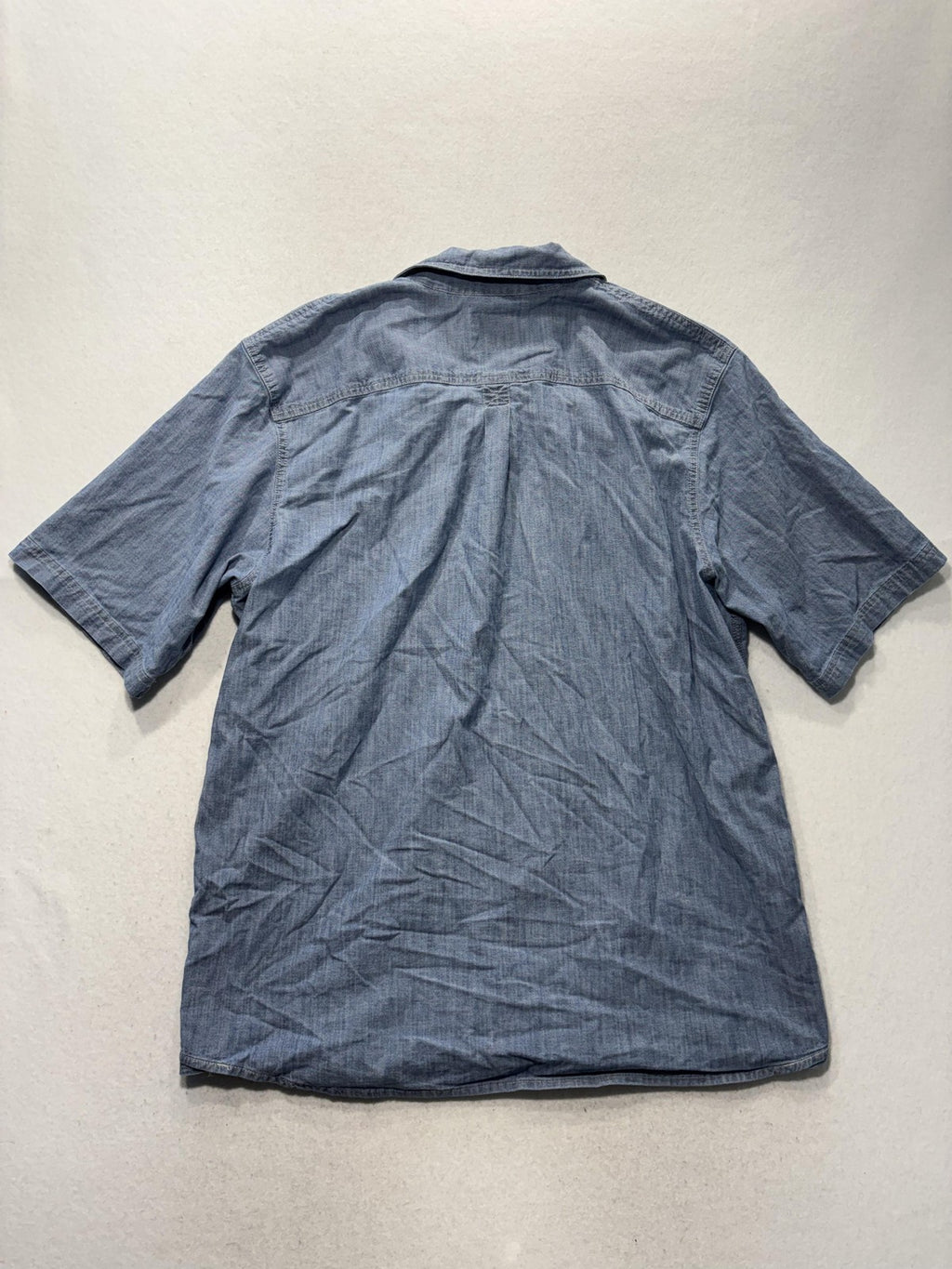 Wrangler Mens XL Blue Chambray Short Sleeve Button Up Western Shirt 112367983
