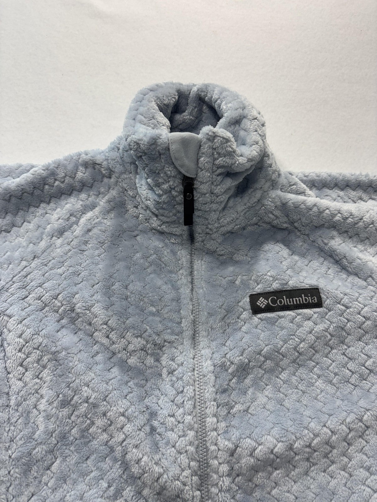 Columbia Jacket Womens XS Blue Plush Fleece Full Zip Stand Collar Pockets Soft