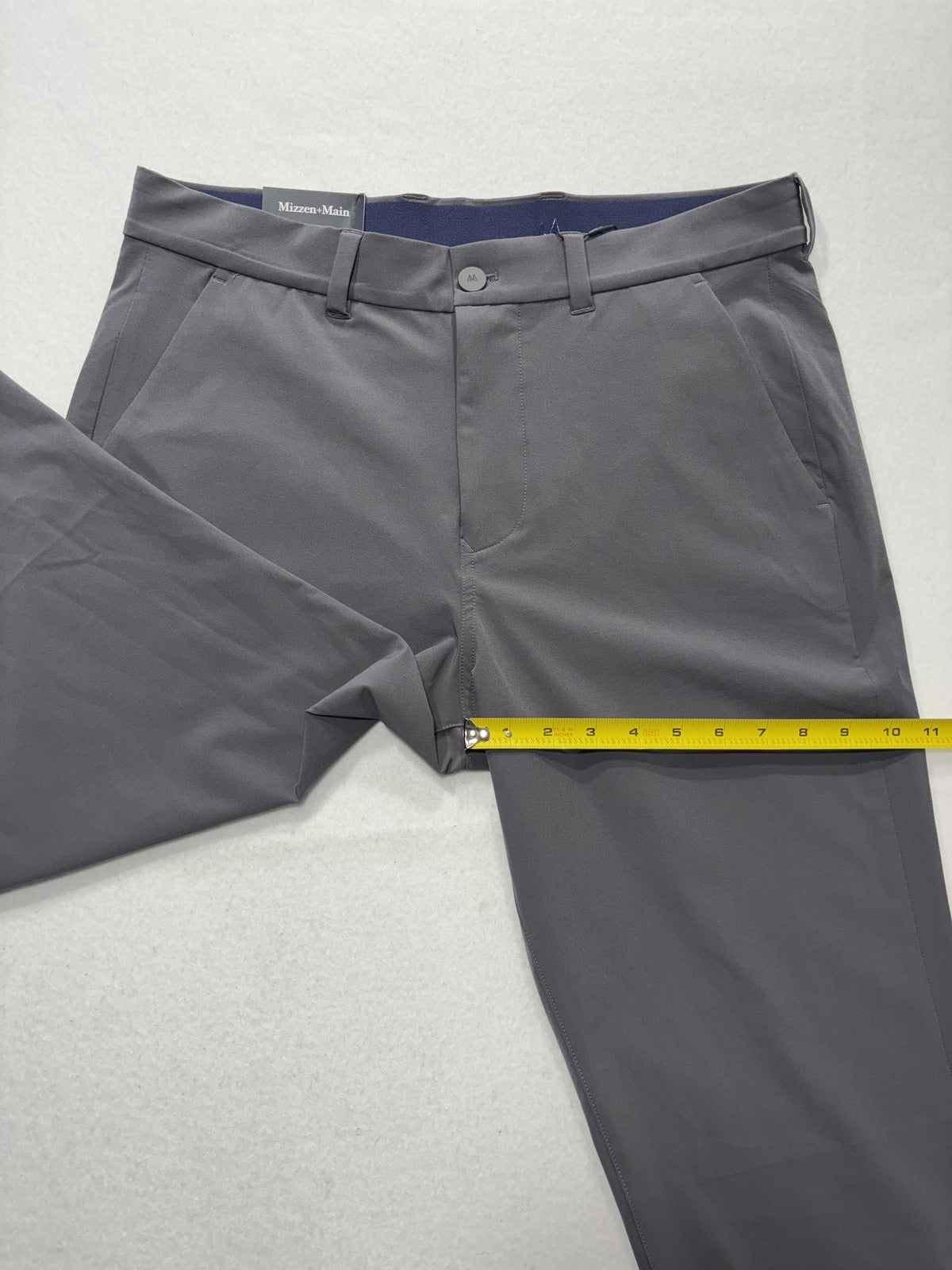 Mizzen+Main Helmsman Chino Pants Mens 32x32 Gray Slim Stretch Travel Casual