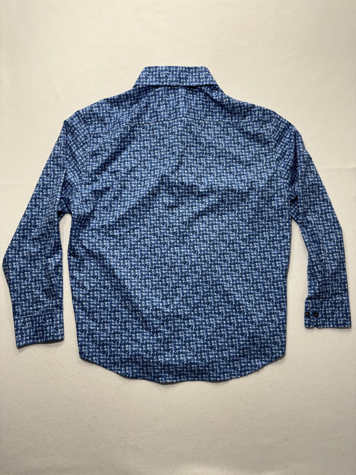 Tallia Sport Shirt Mens XL Blue Geometric Long Sleeve Button Up Stretch Casual