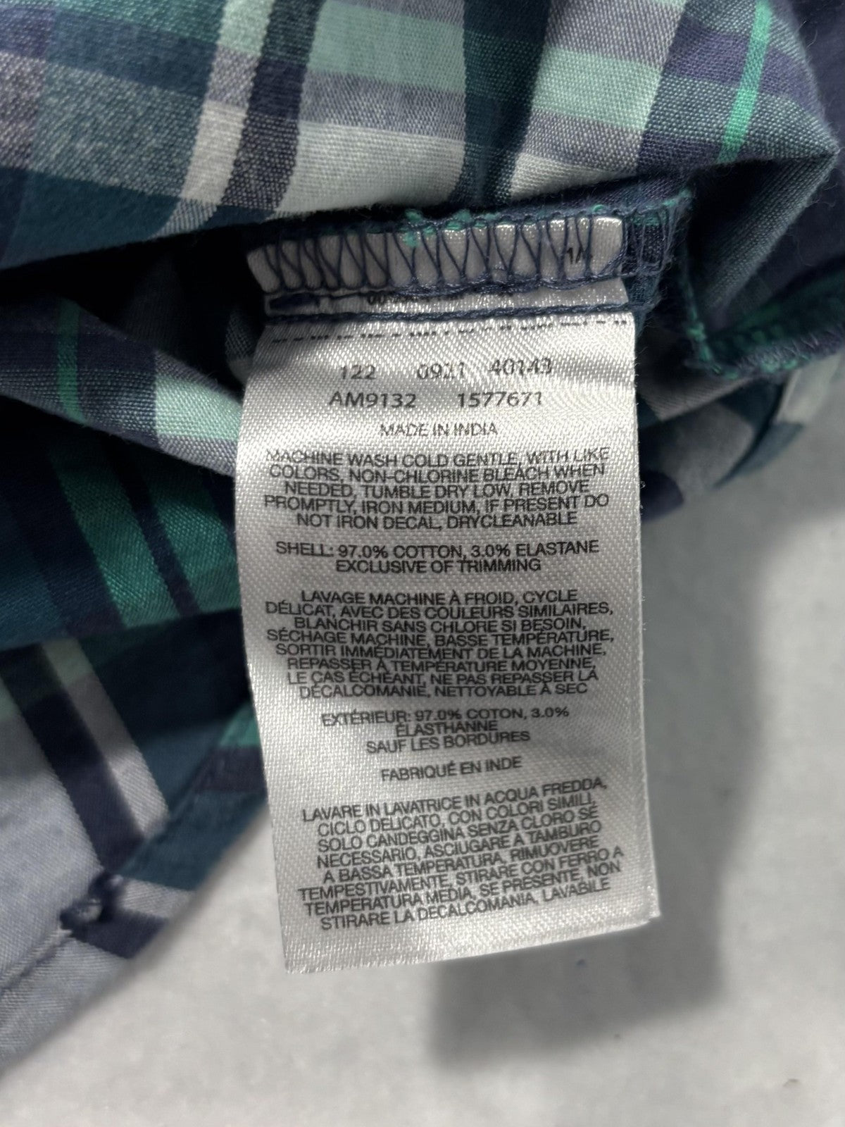 Columbia Shirt Mens Large Blue Green Plaid Short Sleeve Button Up Casual Stretch