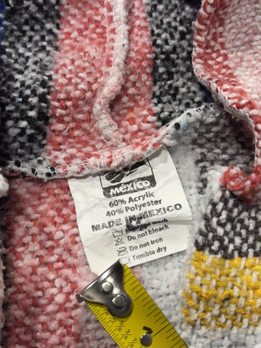 Mexico Hoodie Mens Large Multicolor Striped Knit Pullover V Neck Kangaroo Pocket