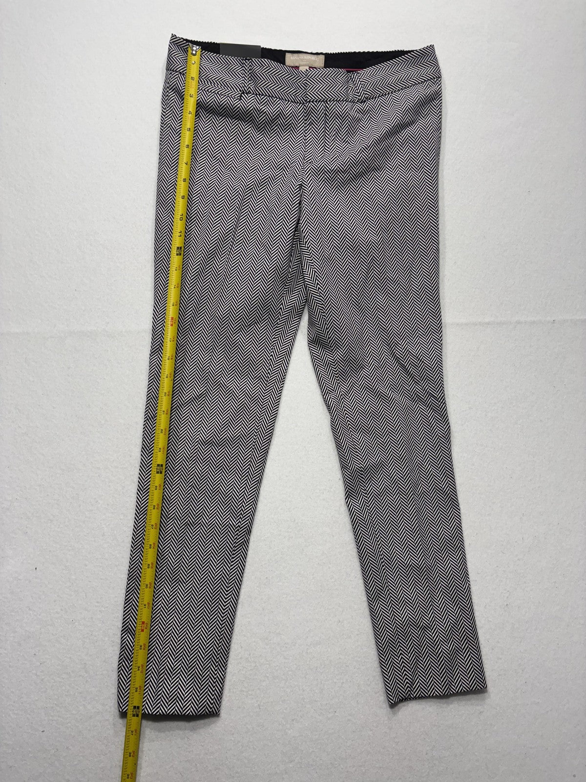 Banana Republic Dress Pants Womens 4 Black White Herringbone Sloan Slim Ankle