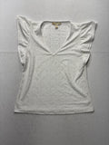 MICHAEL Michael Kors Blouse Womens Medium White V Neck Flutter Sleeve Lace Top