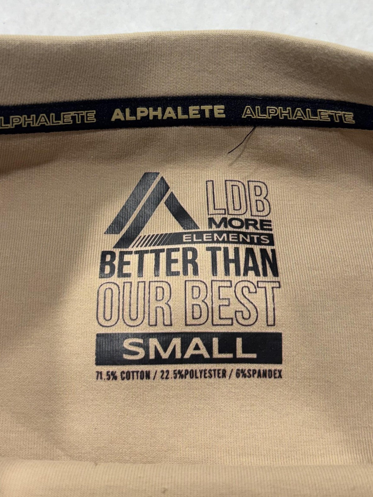 Alphalete Shirt Mens Small Beige Elements Embossed Logo Heavyweight Tee Athletic