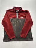 Columbia Pullover Mens XL Red Colorblock Fleece Snap Mock Neck Hiking Outdoor