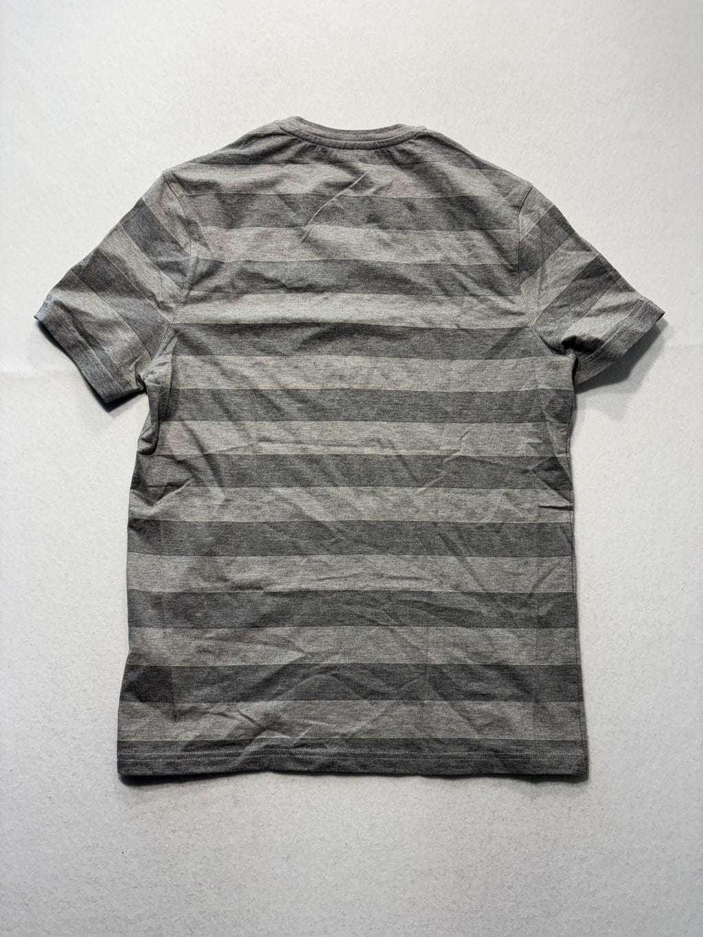 Michael Kors Shirt Mens Medium Gray Striped V Neck Cotton Short Sleeve Logo Tee