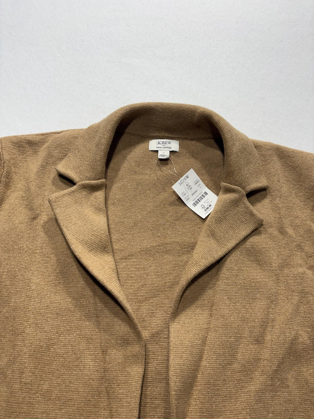 J.Crew Blazer Womens L Brown Knit Cotton One Button Lightweight Jacket Casual
