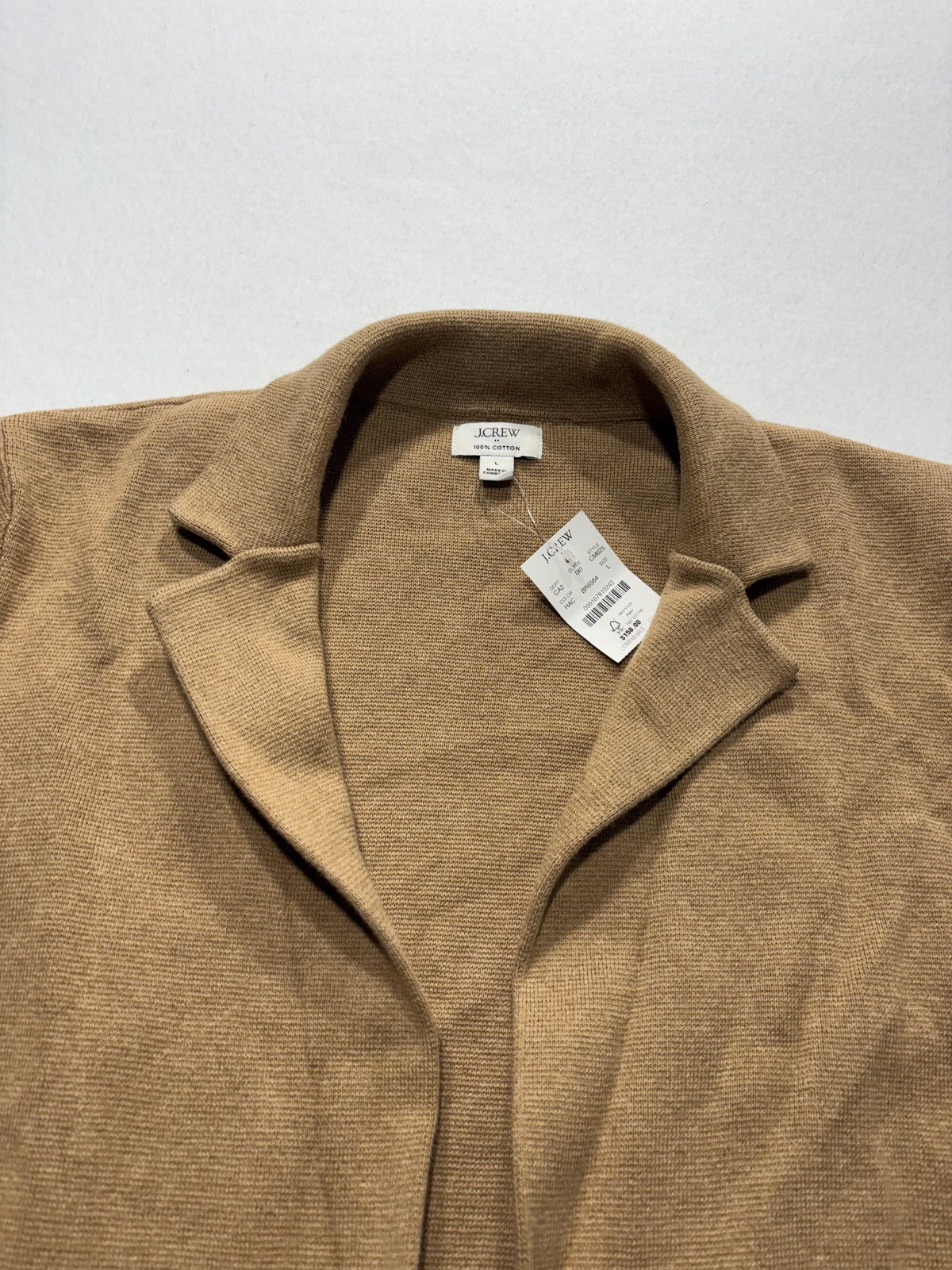 J.Crew Blazer Womens L Brown Knit Cotton One Button Lightweight Jacket Casual