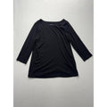 Chico's Shirt Womens 2 Black Boat Neck 3/4 Sleeve Cotton Jersey Tee Casual Top