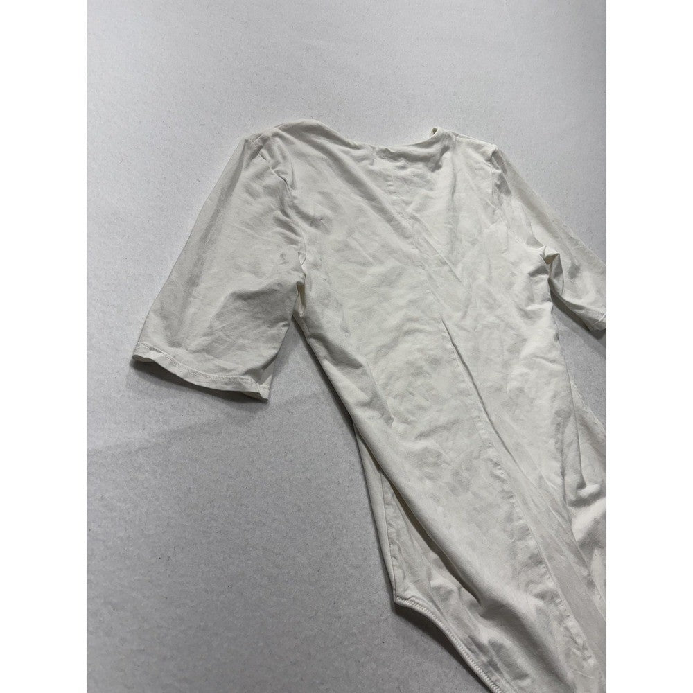 Everlane Bodysuit Womens Medium White Supima Cotton Jersey Short Sleeve Thong