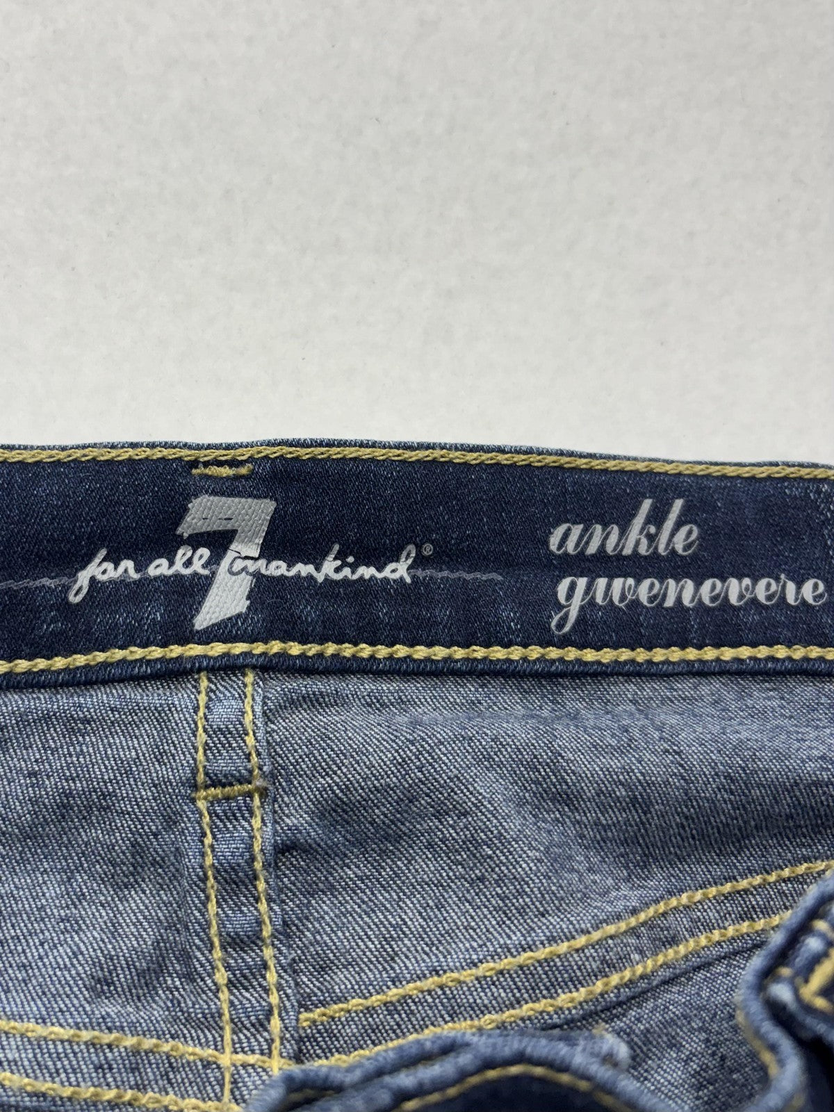 7 For All Mankind Gwenevere Jeans Womens 28 Blue Distressed Ankle Skinny 29x28