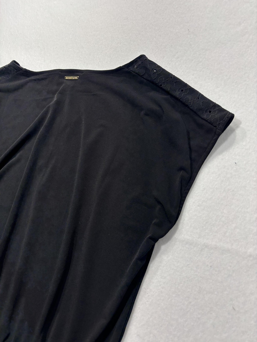 MICHAEL Michael Kors Blouse Womens Large Black Boatneck Lace Shoulder Top