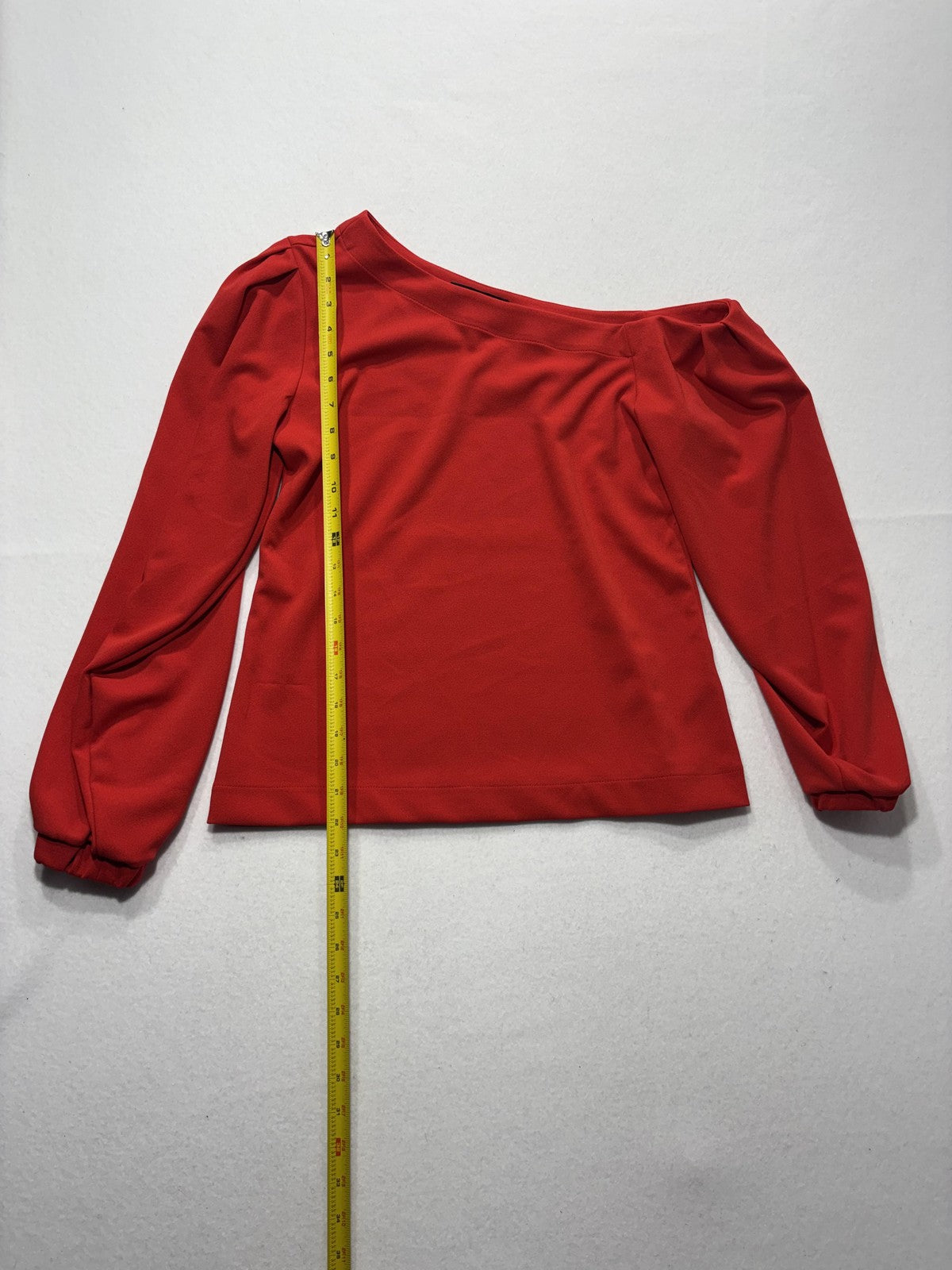 Banana Republic Blouse Womens S Red One Shoulder Long Sleeve Stretch Top Party