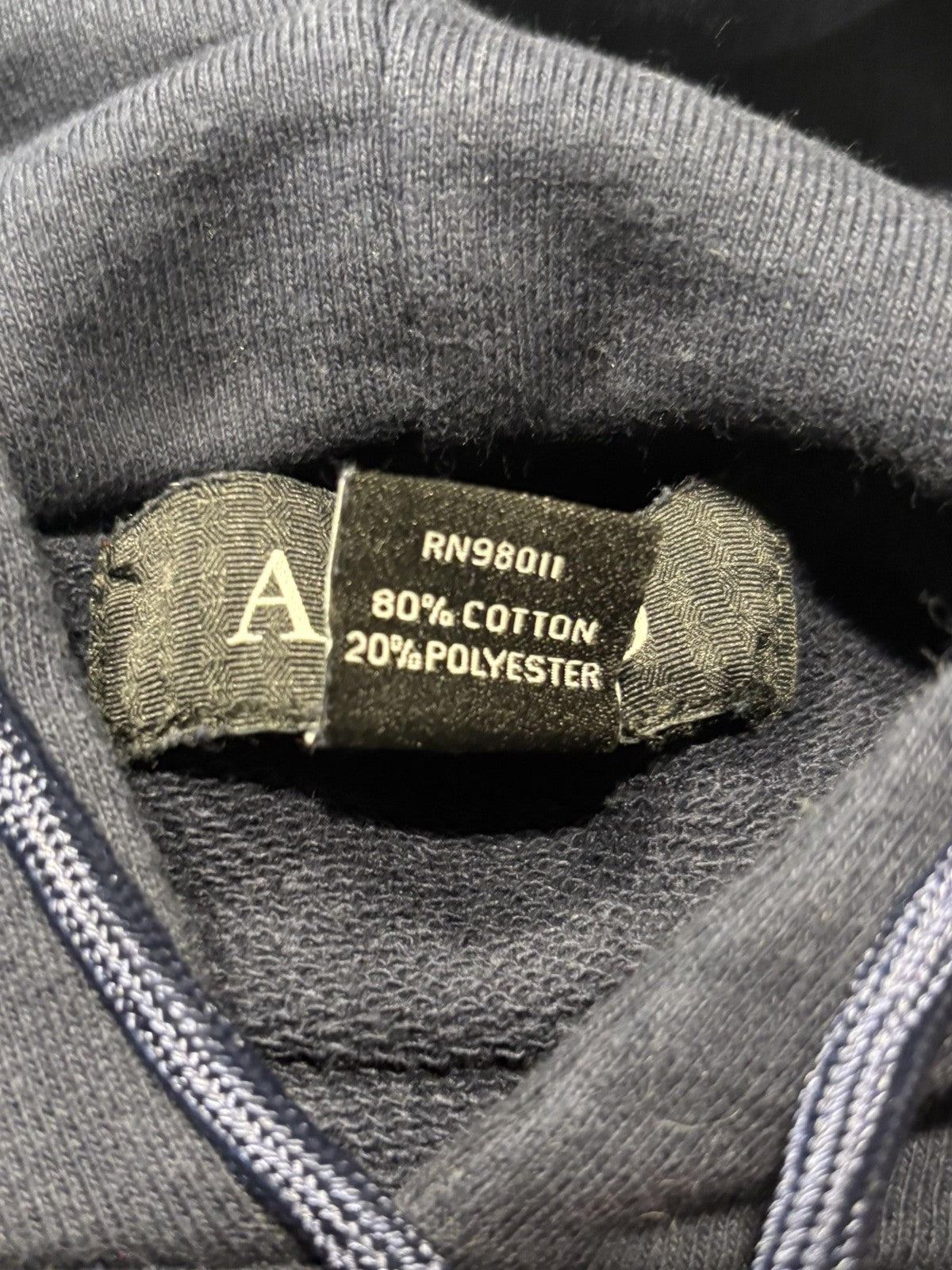 AKOO Hoodie Mens Large Blue Fleece Pullover Fox Graphic Hip Hop Slogan Back