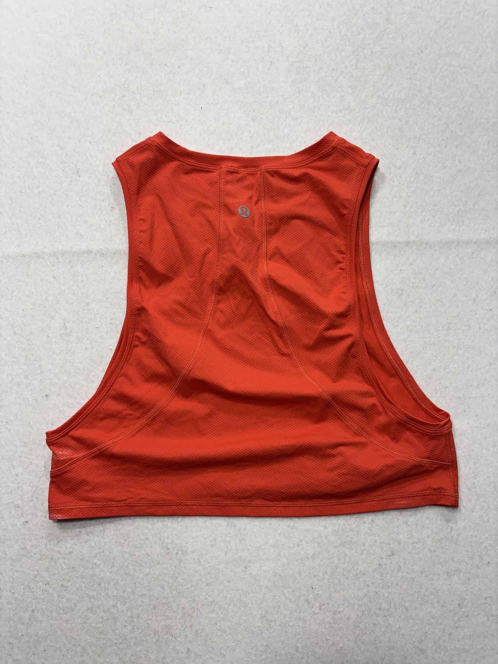 Lululemon Tank Womens 4 Orange Crew Neck Cropped Open Side Athletic Top Running