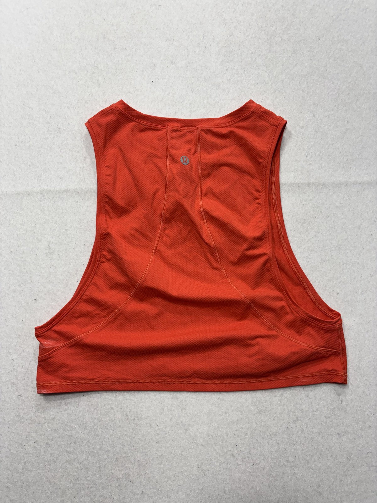 Lululemon Tank Womens 4 Orange Crew Neck Cropped Open Side Athletic Top Running