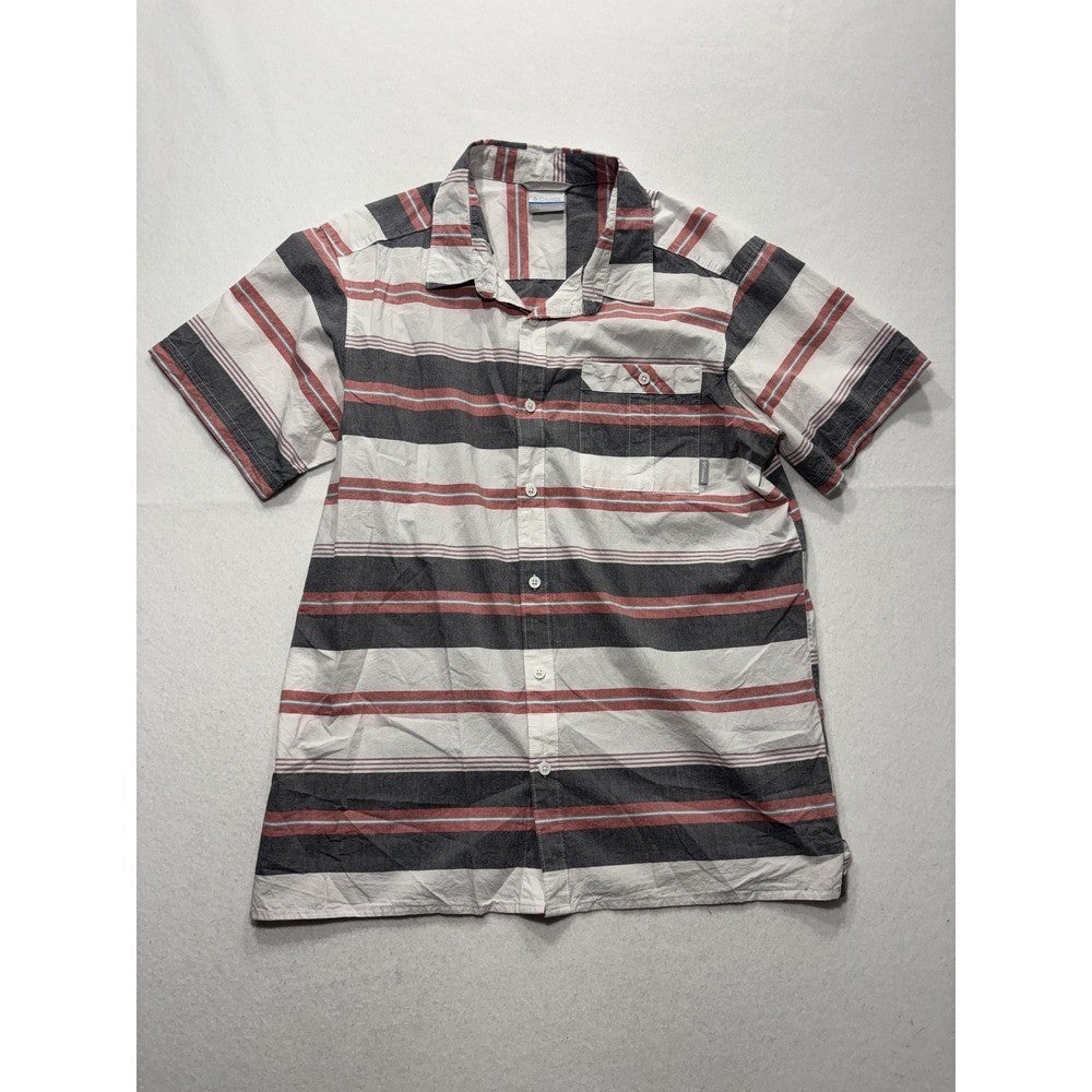 Columbia Shirt Mens Large Multicolor Striped Short Sleeve Button Up Casual