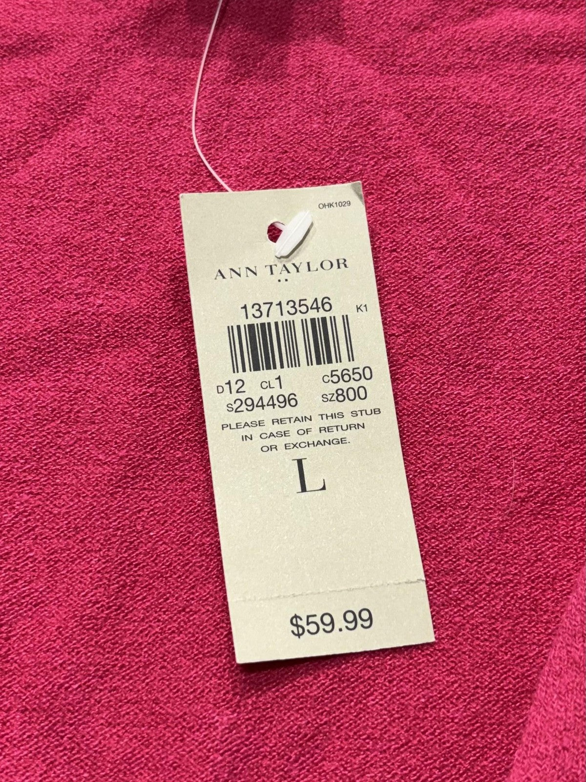 Ann Taylor Cardigan Womens Large Pink V Neck Short Sleeve Button Front Knit