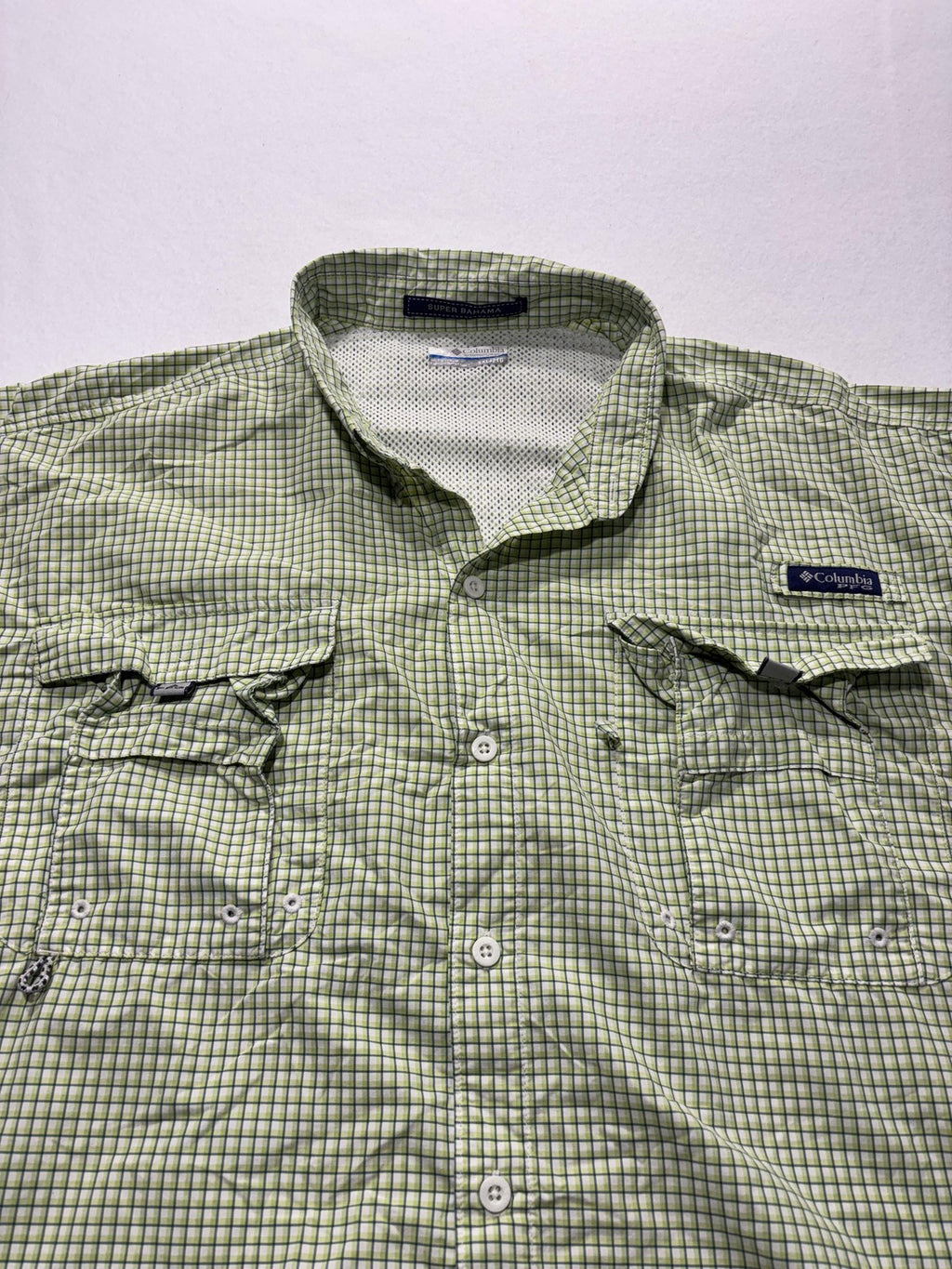 Columbia PFG Super Bahama Shirt Mens 2XL Green Short Sleeve Fishing Button Up
