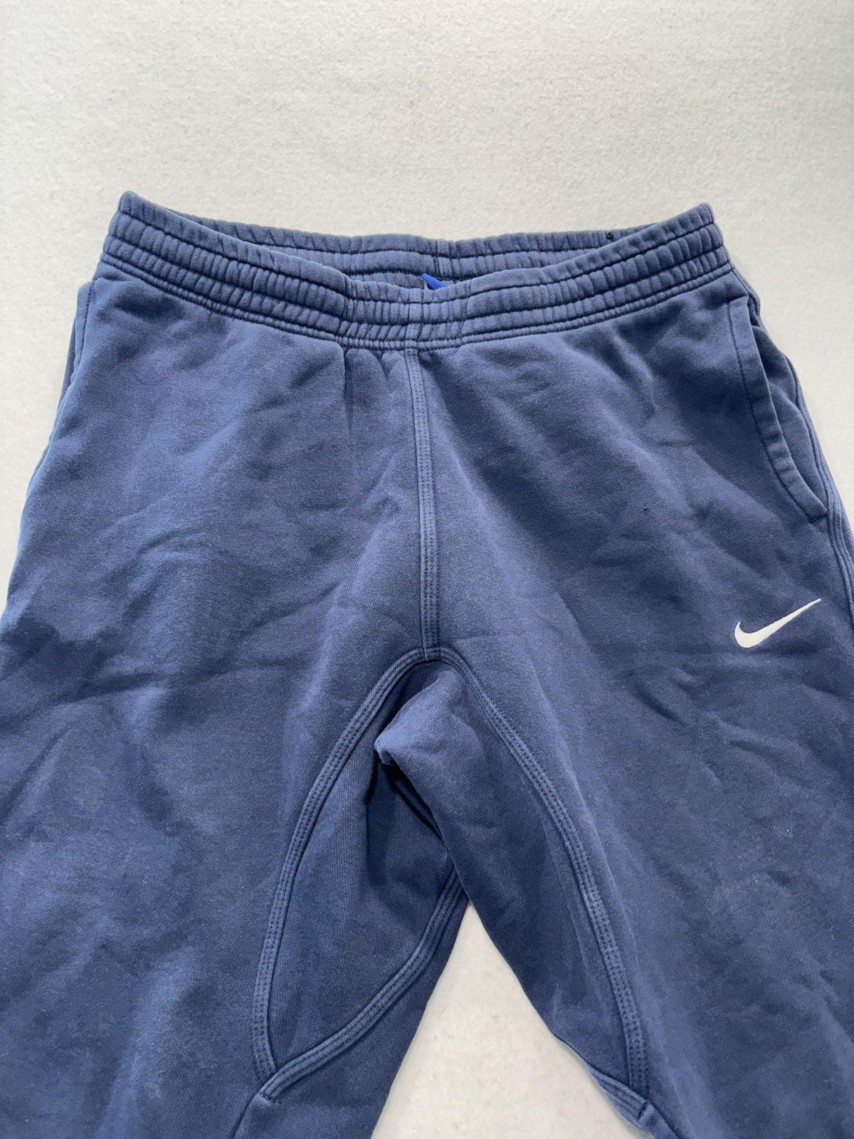 Nike Mens Large Blue Fleece Jogger Pants Elastic Waist Tapered Athletic RN56323