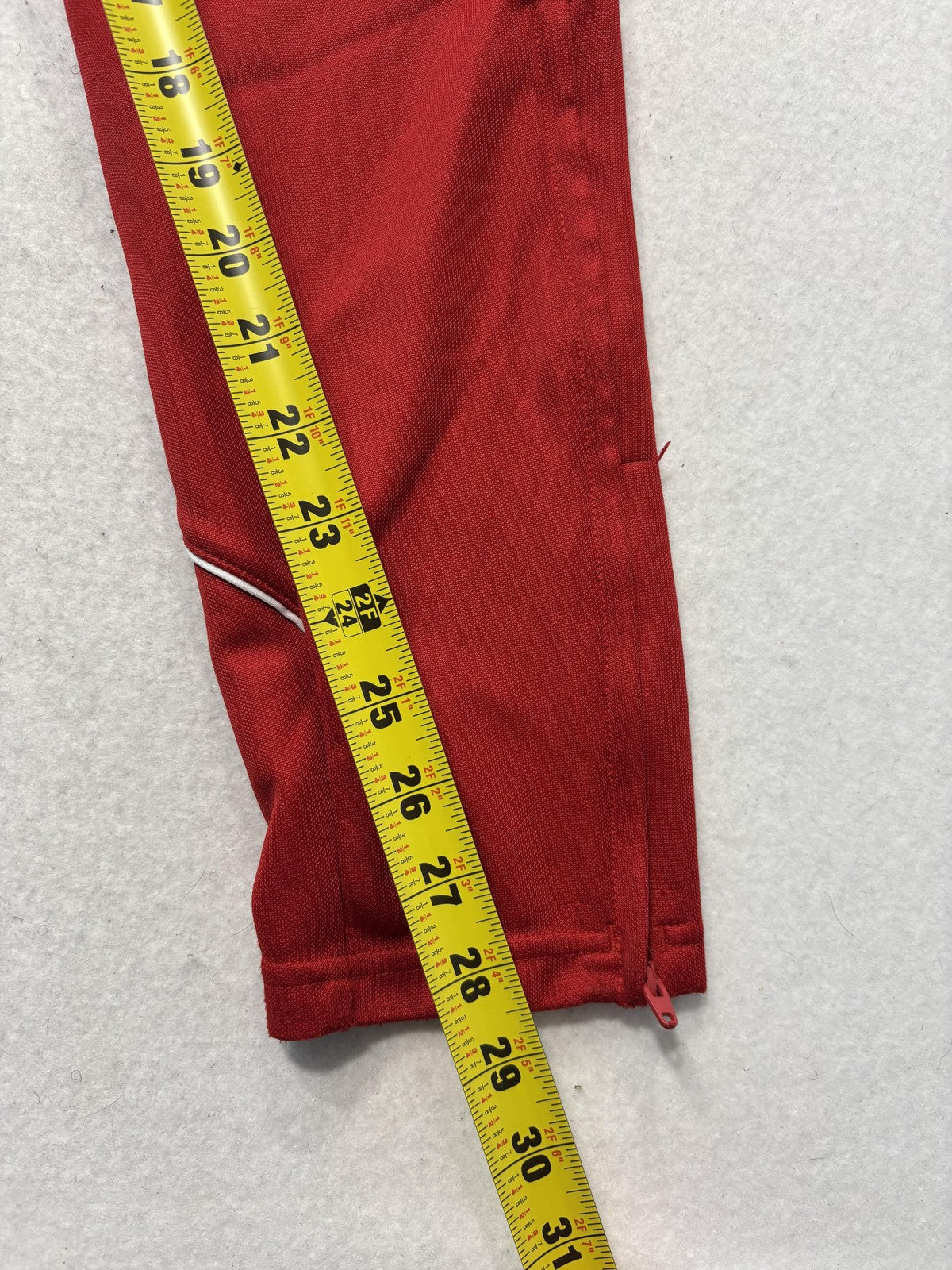 Adidas Track Pants Unisex Kids 13-14Y Red AEROREADY Ankle Zip 3 Stripe Soccer