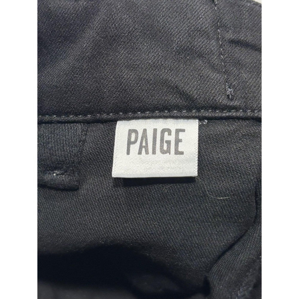 Paige Pants Womens 27 Black Mayslie Coated Denim Jogger Ankle Zip Cuffed Stretch