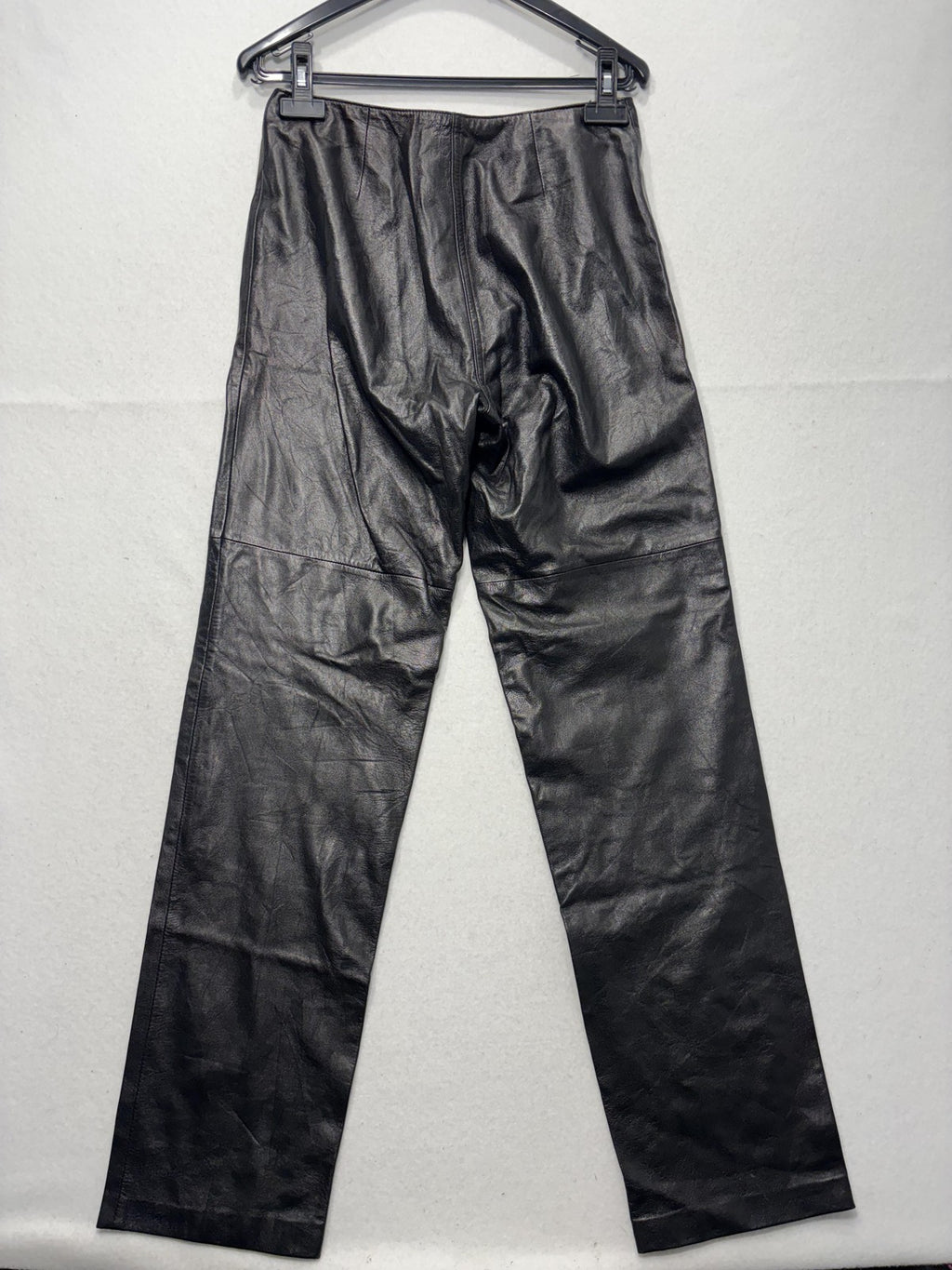 Jamie Sadock Dress Pants Womens 6 Black Leather Straight Leg Lined Zip Pockets