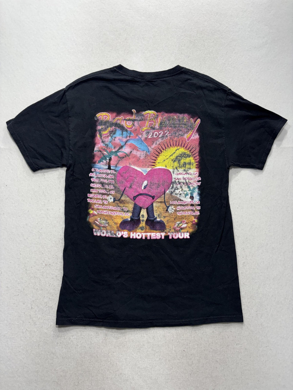 Shirt Mens XS Black Bad Bunny 2022 World's Hottest Tour Graphic Tee Concert