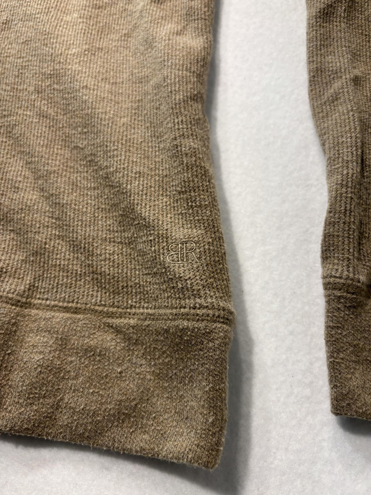 Banana Republic Sweater Mens Medium Brown Waffle Knit 1/4 Zip Mock Neck Pullover