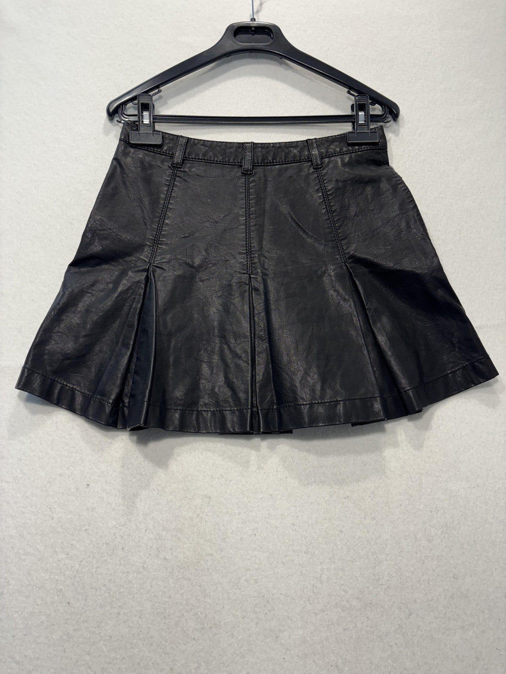 Free People Skirt Womens 0 Black Faux Leather Pleated Layered Mini Lined