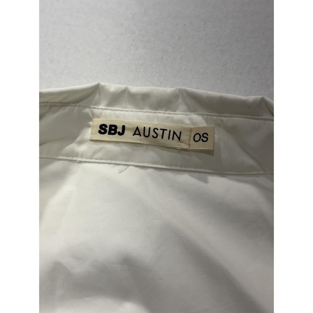 SBJ Austin Shirt Womens One Size White Cotton Tunic Button Front Top Made in USA