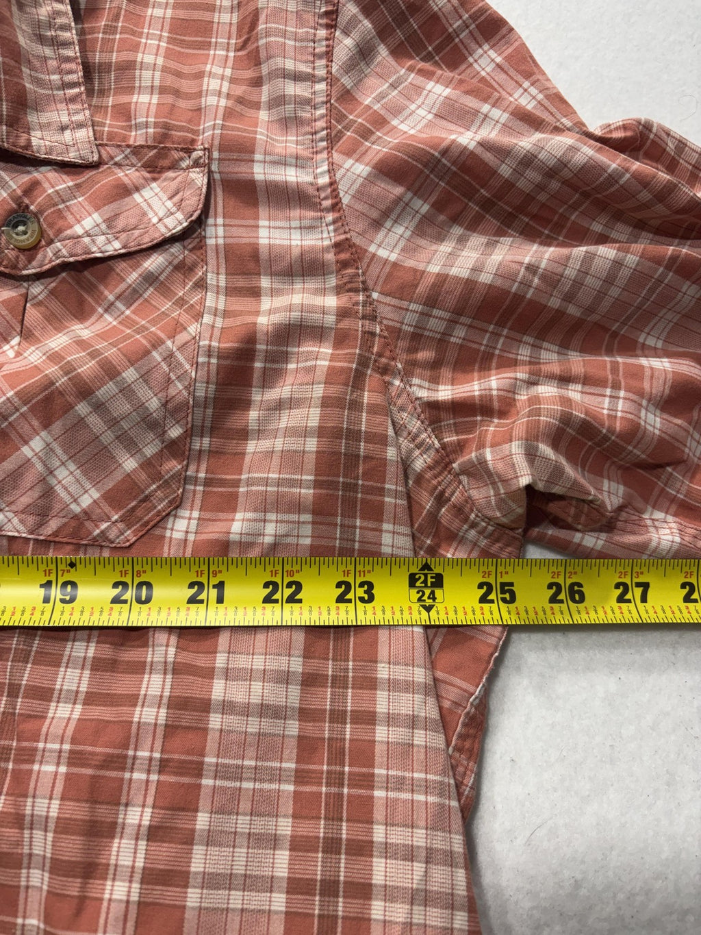 Wrangler Shirt Mens XL Orange Plaid Short Sleeve Button Up Casual Pockets