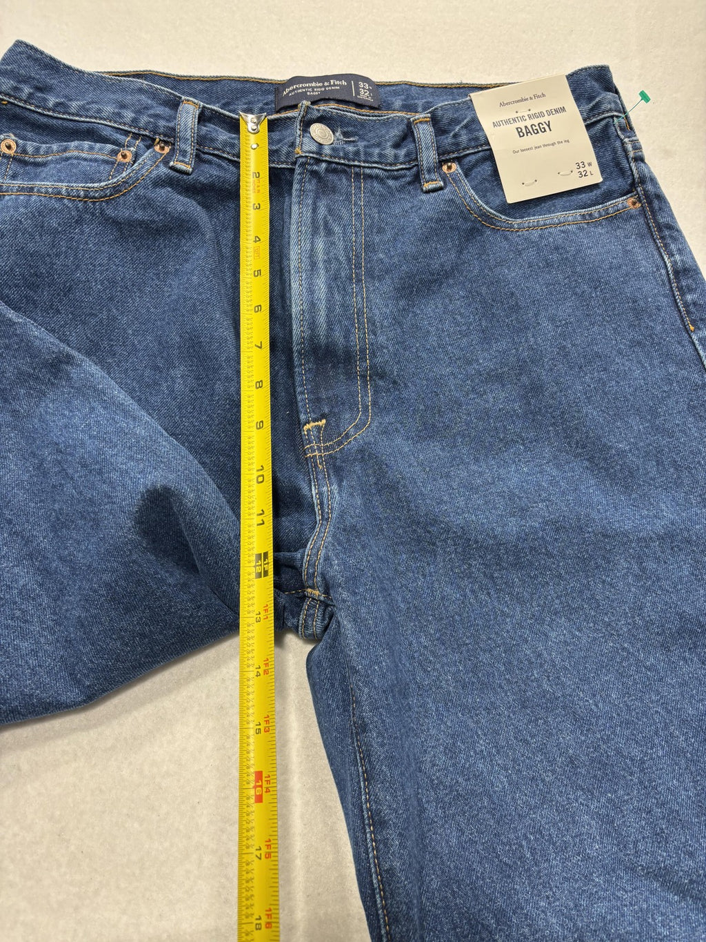Abercrombie & Fitch Baggy Jeans Mens 33x32 Blue Medium Authentic Rigid Denim